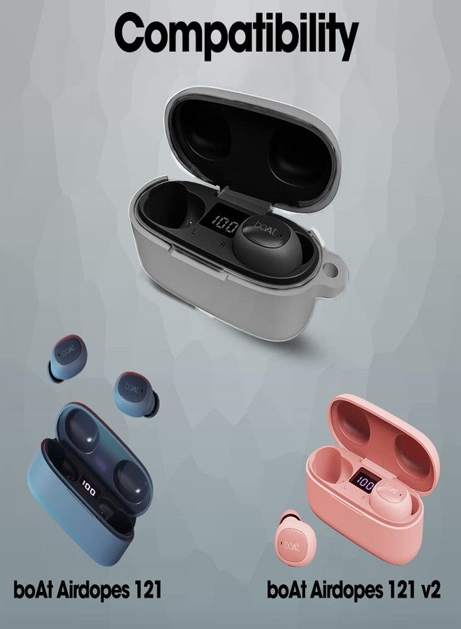 Sounce Silicone Protective Case Cover for Boat Airdopes 121v2 / Boat Airdopes 121, Anti Fall Anti Dust, with Hook Earphone Case - Grey(Case Cover Only) - Image 3